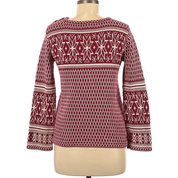 J. Jill Women's Red Snowflake Cotton Pullover Sweater Size XS - Picture 2 of 5